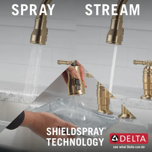 Delta Broderick Two Handle Pull Down Bridge Kitchen Faucet