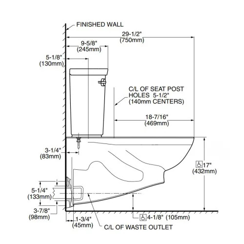 American Standard Glenwall VorMax Wall Hung Elongated Toilet
