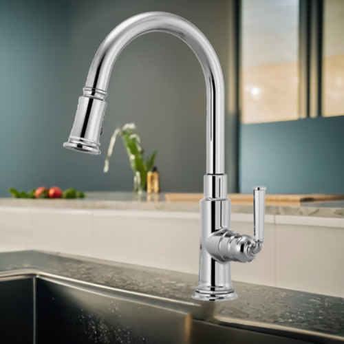 Brizo Rook Pulldown Kitchen Faucet with Dual-Function Wand and