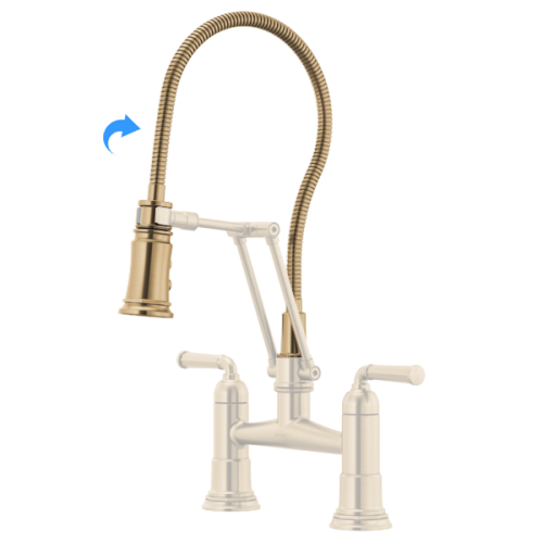 Brizo Rook Articulating Bridge Kitchen Faucet Finished Hose and