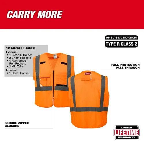 Milwaukee Large/Extra Large High Visibility Orange Safety Vest