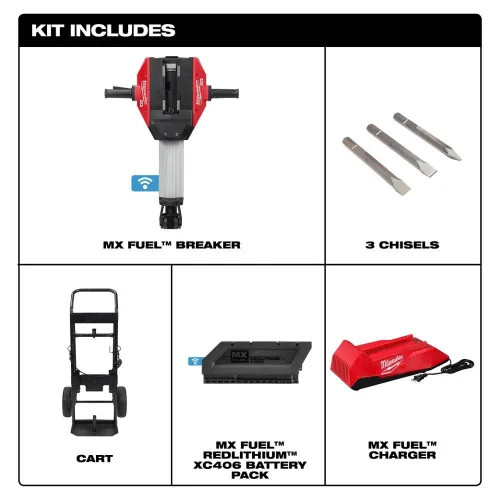 Milwaukee MX Fuel Breaker Demolition Hammer Kit with 6.0Ah Battery ...