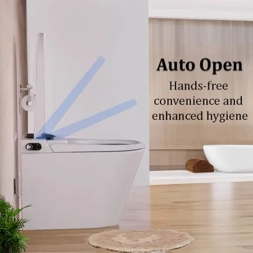View 3 of Trone Plumbing STCM1 Trone Smart Bidet Toilet Combo with Toe Touch Sensor, Auto-Open/Close, Digital Display, Heated Seat, Night Light, Auto-Flush, 1.28 GPF, Classic White - STCM1.WH