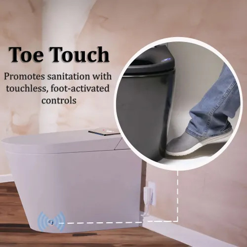 View 5 of Trone Plumbing STCM1 Trone Smart Bidet Toilet Combo with Toe Touch Sensor, Auto-Open/Close, Digital Display, Heated Seat, Night Light, Auto-Flush, 1.28 GPF, Classic White - STCM1.WH