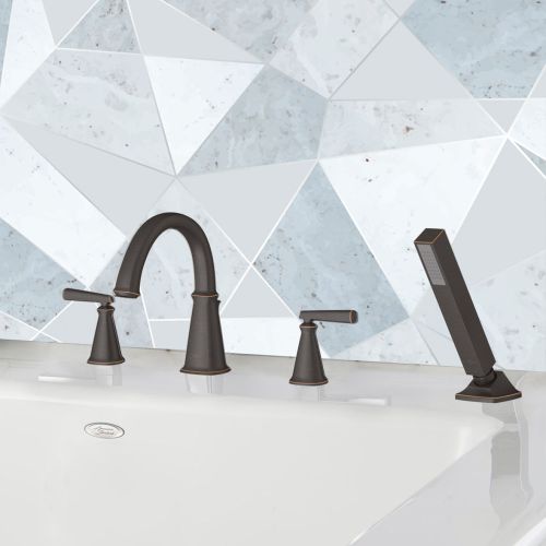 View 2 of American Standard T018901.278 American Standard Edgemere Two-Handle Roman Tub Faucet Trim with Hand Shower, Metal Lever Handles, Legacy Bronze - T018901.278