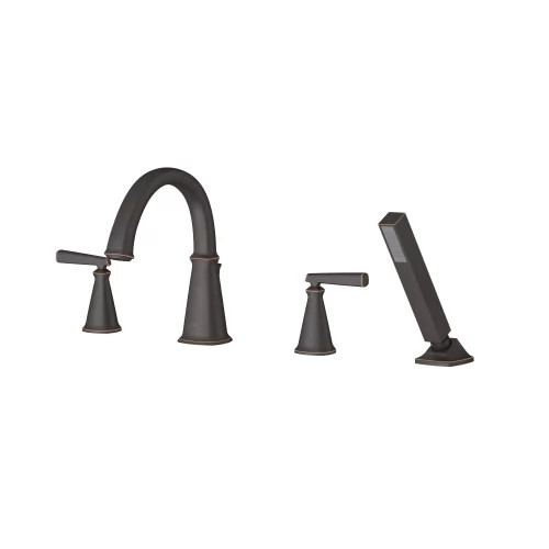 View 4 of American Standard T018901.278 American Standard Edgemere Two-Handle Roman Tub Faucet Trim with Hand Shower, Metal Lever Handles, Legacy Bronze - T018901.278