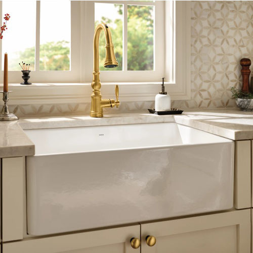 View 6 of Moen FC331910 Moen FC331910 Fireclay Single-Bowl Farmhouse Kitchen Sink, 33