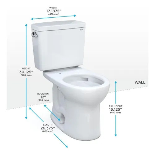 TOTO 21 Drake Round Two-Piece Toilet, 1.6 GPF, TORNADO FLUSH