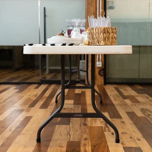 Lifetime 8' Commercial Folding Polyethylene Table, White Granite