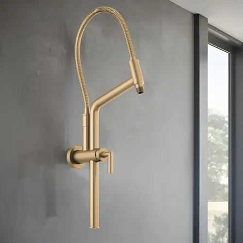 Brizo Linear Round Slide Bar Shower Arm and Flange, Brilliance