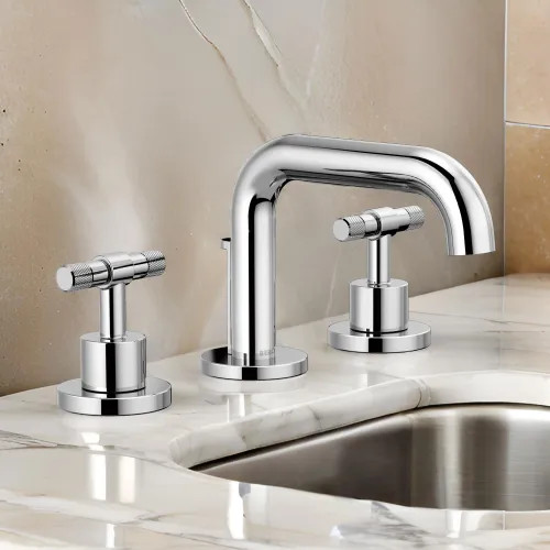 Brizo Litze Widespread Low Arc Lavatory Faucet with Metal Pop-Up