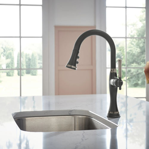 View 3 of Brizo 64958LF-BLBNX Brizo Tulham SmartTouch Single Handle Pull-Down Bar/Prep Faucet, Matte Black/Black Onyx - 64958LF-BLBNX