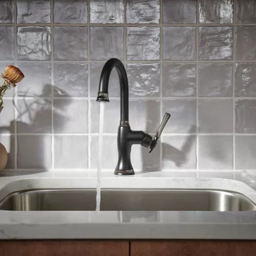 View 4 of Brizo 61058LF-BLBNX Brizo Tulham Single-Handle Bar Faucet, Lever Handle, 1.8 GPM, Matte Black / Brilliance Black Onyx - 61058LF-BLBNX