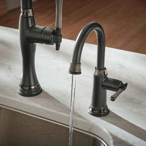 View 3 of Brizo 61358LF-C-BLBNX Brizo Tulham One Handle Beverage Faucet, Matte Black/Black Onyx - 61358LF-C-BLBNX