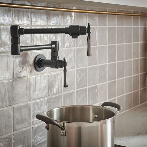 View 4 of Brizo 62858LF-BLBNX Brizo Tulham Wall-Mount Pot Filler Faucet, Matte Black/Black Onyx - 62858LF-BLBNX