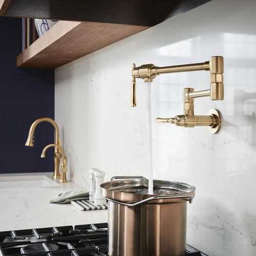 View 4 of Brizo 62858LF-GLPG Brizo Tulham Wall-Mount Pot Filler Faucet, Luxe Gold/Polished Gold - 62858LF-GLPG