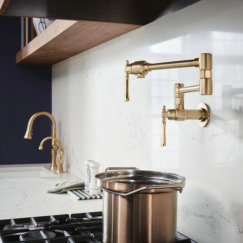 View 3 of Brizo 62858LF-GLPG Brizo Tulham Wall-Mount Pot Filler Faucet, Luxe Gold/Polished Gold - 62858LF-GLPG
