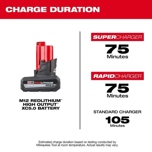 View 7 of Milwaukee 48-11-2450 Milwaukee M12 12V/5.0Ah REDLITHIUM XC5.0 High Output Battery Pack - 48-11-2450
