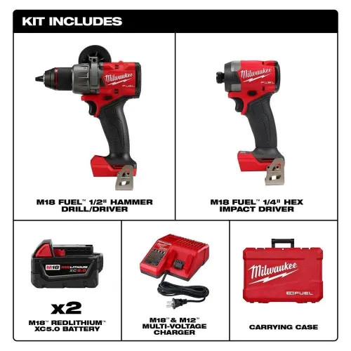 View 4 of Milwaukee 3697-22 Milwaukee M18 FUEL Brushless Cordless Hammer Drill and Impact Driver Combo Kit (2-Tool) with 2 Batteries - 3697-22