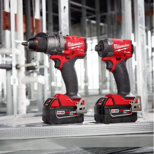 View 2 of Milwaukee 3697-22 Milwaukee M18 FUEL Brushless Cordless Hammer Drill and Impact Driver Combo Kit (2-Tool) with 2 Batteries - 3697-22