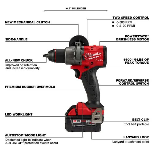 View 6 of Milwaukee 3697-22 Milwaukee M18 FUEL Brushless Cordless Hammer Drill and Impact Driver Combo Kit (2-Tool) with 2 Batteries - 3697-22