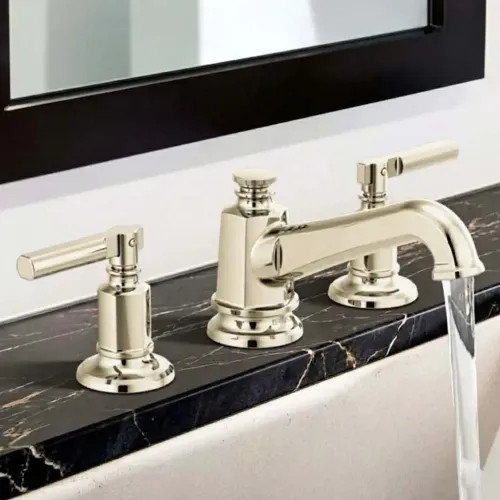 Brizo Invari Widespread Bathroom Faucet With Angled Spout, Less