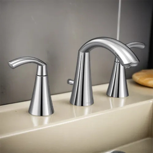 Moen Glyde Two-Handle High-Arc Widespread Bathroom Faucet with M