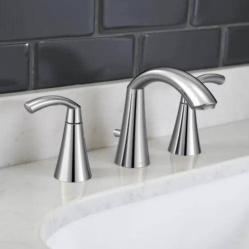Moen Glyde Two-Handle High-Arc Widespread Bathroom Faucet with M
