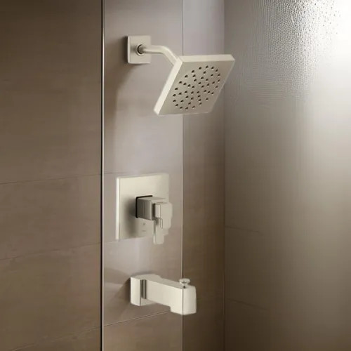 Moen 90Degree Tub/Shower Faucet with TwoHandle Flow Control and Temperature Adjust Valve Trim