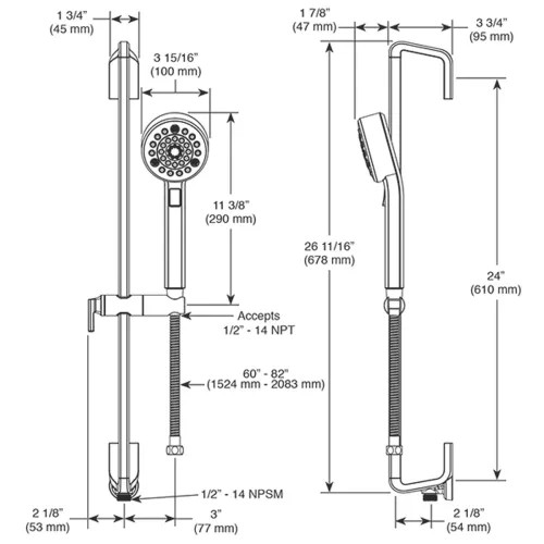 Brizo Levoir Multi-Function Hand Shower with Slide Bar, H2Okinetic