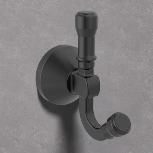 Delta Broderick Double Robe Hook, Matte Black - 78435-BL
