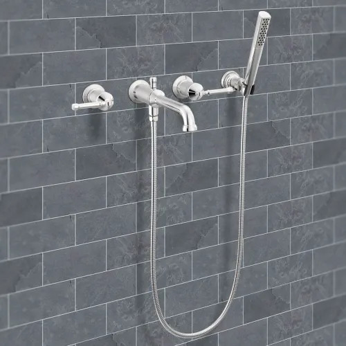 Delta Broderick Wall Mount Tub Filler Trim with Hand Shower, Less