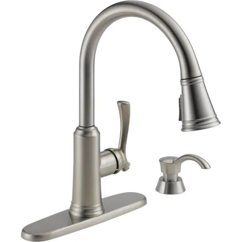 Delta Lakeview Pull Down Kitchen Faucet With Soap Dispenser