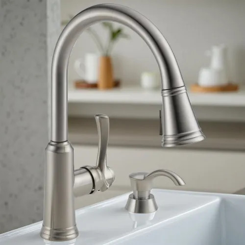 Delta Lakeview Pull Down Kitchen Faucet With Soap Dispenser
