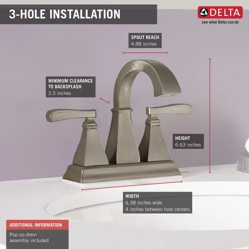 Delta Lakewood Centerset Bathroom Faucet, Two-Handle, Deck Mount