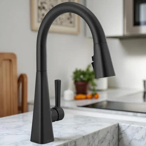 Delta Lenta Pull Down Kitchen Faucet, Single Handle, ShieldSpray