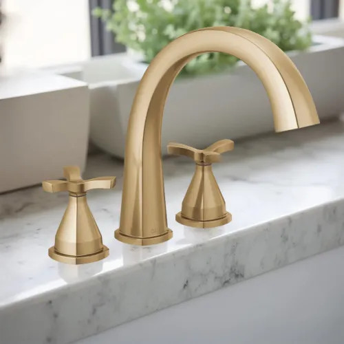 Delta Stryke Two-Handle Roman Tub Faucet Trim, High Arc Spout