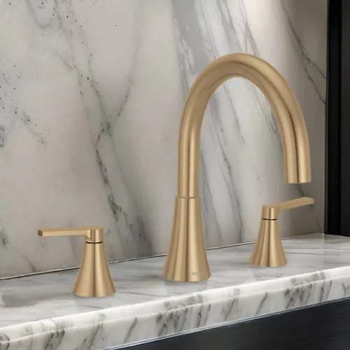 Moen Jase Two Handle Roman Tub Faucet Trim, ADA, Bronzed Gold