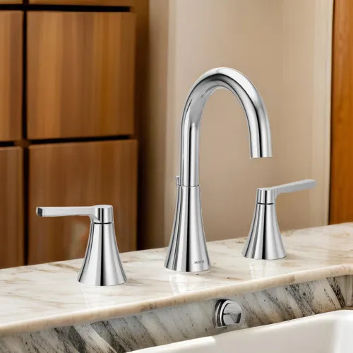 Moen Jase Two Handle Widespread Bathroom Faucet, High Arc
