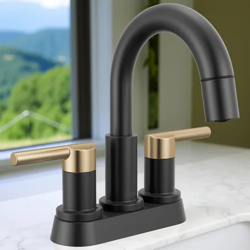 Delta Nicoli Two Handle Centerset Pull-Down Bathroom Faucet, 1.2