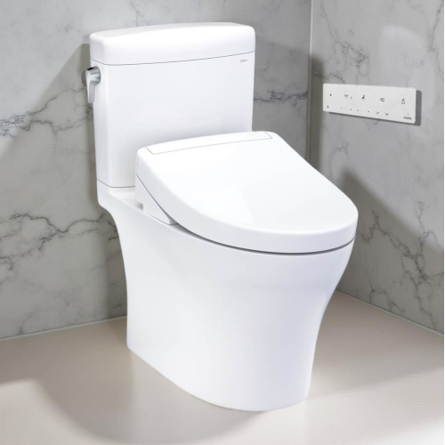 TOTO Aquia IV Cube Two-Piece Elongated Toilet w/ WASHLET+ S5, Dual