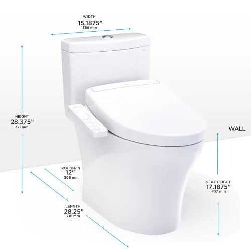 TOTO Aquia IV One-Piece Elongated Toilet w/ WASHLET+ S2 Bidet Seat