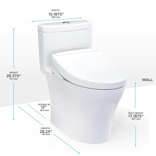 TOTO Aquia IV One-Piece Elongated Toilet w/ WASHLET+ S5 Bidet Seat