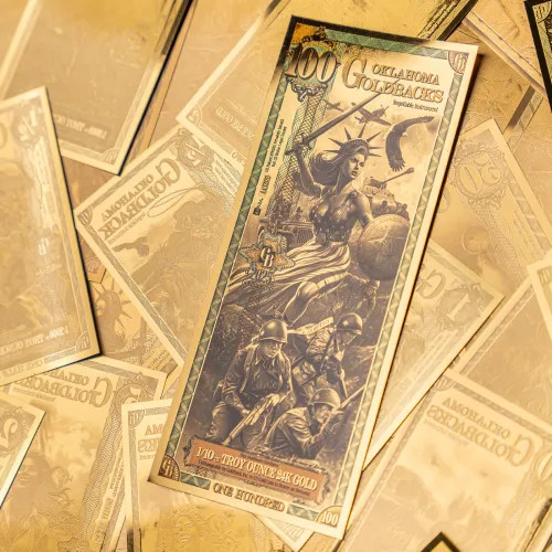 Goldback 100 Bill - Oklahoma, Libertas - 1/10 Troy Oz. 24K Gold