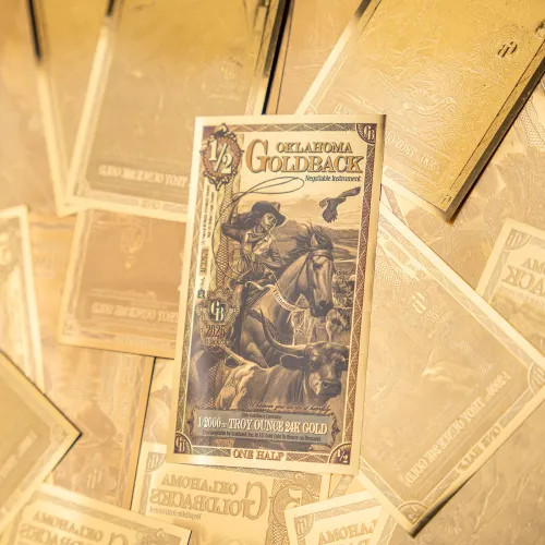 Goldback 1/2 Bill - Oklahoma, Honestas - 1/2000 Troy Oz. 24K Gold