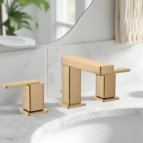 Moen Iver Two Handle Widespread Bathroom Faucet, WaterSense, 1.0