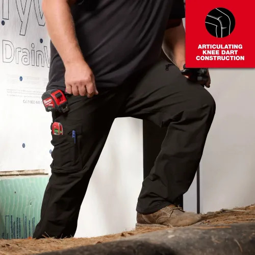 Milwaukee FREEFLEX 36x30 Black Tech Work Pants, 36