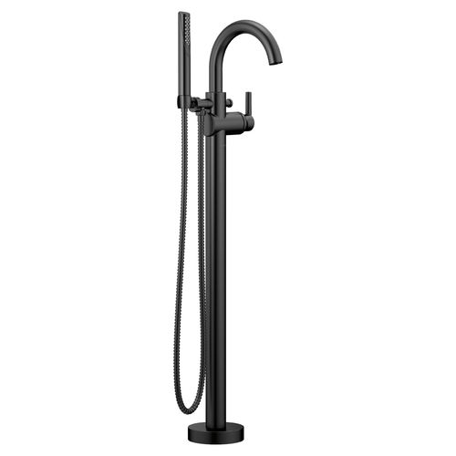 View 3 of Delta T4759-BLFL Delta Trinsic Single-Handle Freestanding Tub Filler Trim with 1.75 GPM Single-Setting Hand Shower, Touch-Clean, Lever Handles, Matte Black - T4759-BLFL