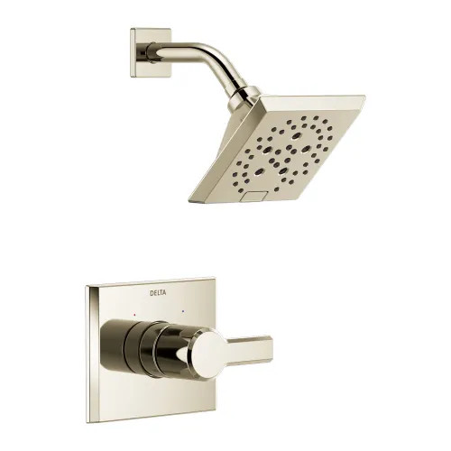 View 3 of Delta T14299-PN Delta Pivotal Monitor 14 Series H2Okinetic Shower Faucet with 5-Setting Angular Rainhead, 1.75 GPM, Single Lever Handle, Polished Nickel - T14299-PN