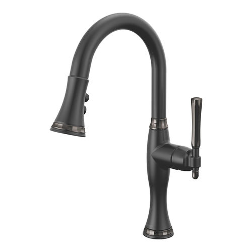 View 2 of Brizo 63958LF-BLBNX Brizo Tulham Single Handle Pull-Down Bar/Prep Faucet, Matte Black/Black Onyx - 63958LF-BLBNX